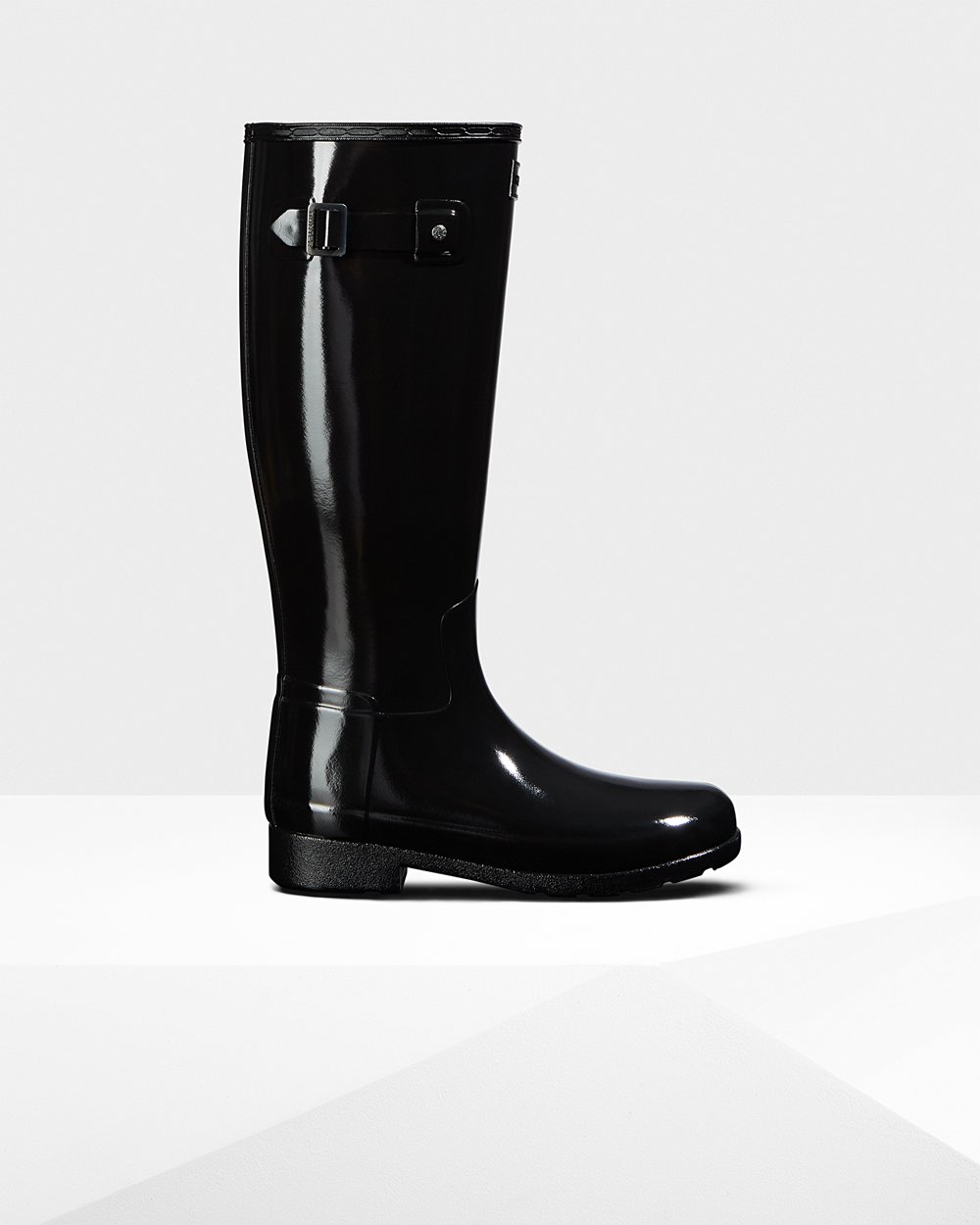 Women Hunter Original Refined Gloss | Tall Rain Boots Black | NZ-64328-OTDL